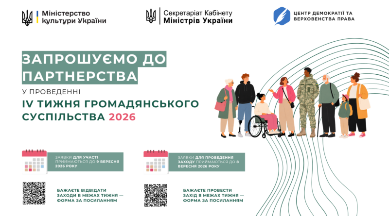 Міністерство культури України повідомляє про початок підготовки до ІV Тижня громадянського суспільства