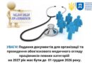 Обов’язкові медогляди у 2027 році: роботодавцям необхідно підготувати Перелік до 1 грудня Обов’язкові медогляди у 2027 році: роботодавцям необхідно підготувати Перелік до 1 грудня